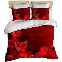 L'essentiel Maison , 210, ensemble housse de couette double, 100 % POLYESTER MICROSATIN, rouge, 200 x 220 cm