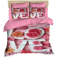L'essentiel Maison , 197, King-Size-Bettbezug-Set (FR), 100 % POLYESTER-MICROSATIN, Rosa, 240 x 220 cm
