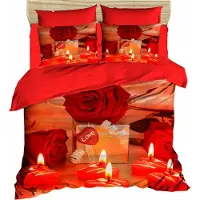 L'essentiel Maison , 204, King-Size-Bettbezug-Set (FR), 100 % POLYESTER-MICROSATIN, Rot, 240 x 220 cm