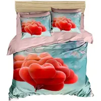 L'essentiel Maison , 211, ensemble housse de couette double, 100 % POLYESTER-MICROSATIN, rouge, 200 x 220 cm