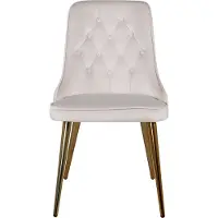 Venture Home VelvetDeluxe Chaise de salle à manger en velours, Beige, finition laiton.