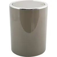 MSV Salle de bain Série "ASPEN" Poubelle de toilette design Poubelle à pédale Poubelle à couvercle basculant 6 litres (ØxH) : env. 18,5 x 26 cm Taupe Gris/Brun