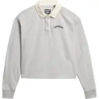 Superdry pour femme. W2012352A Polo de rugby blanc (M), Casuel, Gris, Coton, Manche longue
