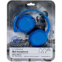 Vivanco VIVancoCasque DJ supra-auriculaire de haute qualité Bleu, Grand son et confort maximal, jack 3,5 mm, Arceau rembourré et réglable, câble de 1,8 m