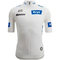 Santini Tour De France White 2025 Short Sleeve Jersey Blanc 2XS Homme