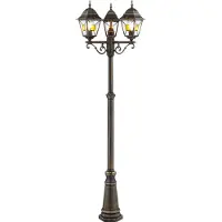 Brilliant Lampe d'extérieur rustique JANEL | noir/or | candélabre à trois flammes | IP44 | 3x E27 douille max. 60W | dimmable avec ampoule adaptée | métal/verre