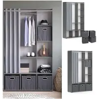 Vicco Armoire Luigi Gris 38x178.1cm avec boîtes pliantes (grises), Model 40726