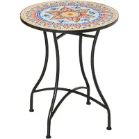 Outsunny Table de jardin Table ronde en mosaïque Table de bistrot Table d'appoint Rouge Ø 60 cm