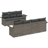 vidaXL Ensemble de canapé de jardin avec coussins avec mémoire 8 pcs Gris Poly-Rotin