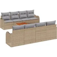 vidaXL Ensemble de canapé de jardin , 9 pièces, beige et gris clair, en polyrotin