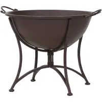 Siena Garden Bol à feu antique, fer peint par poudrage, brun rouille avec pied rabattable