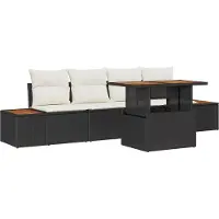 vidaXL Ensemble de salon de jardin , 5 pièces, noir, en résine tressée