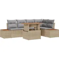 vidaXL Ensemble de canapé de jardin avec mémoire 6 pcs Beige Poly Rattan