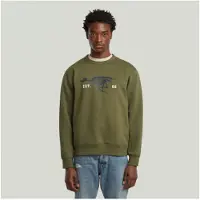 G-Star pour homme. D27095-D733-B230 Pull à dos de chien de course vert (M), Casuel, Coton