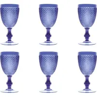 Excelsa Set De 6 Verres Diamond Plastique 8,5X8,5X18 Cm Bleu