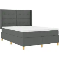 vidaXL Lit boxspring avec bandes lumineuses LED, gris, 140 x 200 cm, tissu