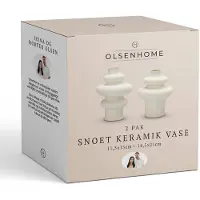 Olsen Home Twisted ceramic vase - White - 14.5x21 cm and 11.5x15 cm - 2 pack (2x)