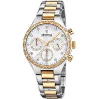 Festina Montre à affichage analogique '- Chronograph BOYFRIEND COLLECTION - Quartz watch movement - Watch case width: 36 mm' blanc perle