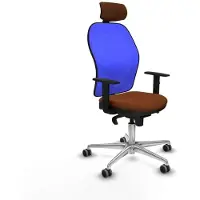 Piqueras Y Crespo Chaise de bureau avec appui-tête 1D086G2 Bleu Marron
