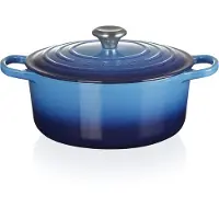 Le Creuset Signature casserole 21177262202430 bleu azur 26 cm 5.3L ronde