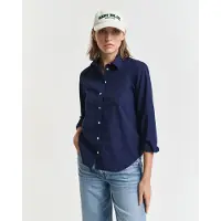 Gant pour femme. 4300348 Chemise Regular Fit classique en popeline marine (36), Casuel, Coton, Manche longue