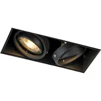 QAZQA Spot encastré noir GU10 orientable et inclinable à variateur sans bordure 2 lumières - Oneon