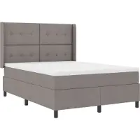 vidaXL Lit boxspring LED avec tête de lit, taupe, 140 x 190 cm, tissu
