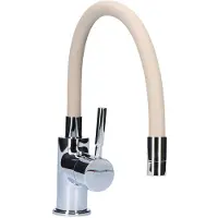 Ferro Mitigeur d'évier de cuisine Zumba, bec flexible beige, chrome