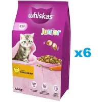 Whiskas Junior 6x1,4 kg nourriture sèche complète pour chatons avec du poulet délicieux