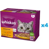 Whiskas Adult sachet 48x85g Poultry Feast nourriture humide pour chat en gelée avec : poulet, canard, volaille, dinde