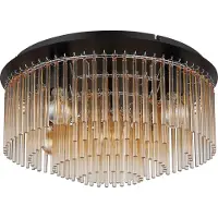 Globo Lighting Plafonnier noir Gorley avec verre ambré Ø 50cm