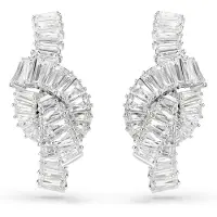 Swarovski Matrix Ohrringe Baguette Schliff Knoten Weiss Rhodiniert, (Métal )