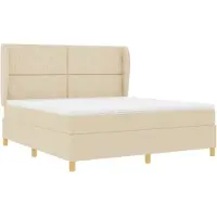 vidaXL Lit boxspring avec matelas gris foncé 90x190 cm Crème
