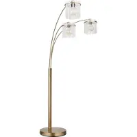 Globo Lampadaire doré Gorley avec verre 3 lumières