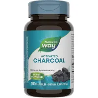 Nature'S Way , Activated Charcoal (charbon actif), 280mg, 100 gélules - Jaune