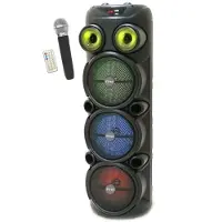 Inovalley Enceinte karaoké lumineuse - - KA129-XXL - Bluetooth V5.0 - 90 cm - 1000 W - 3 haut-parleurs de 8 pouces - Microphone sans fil inclus