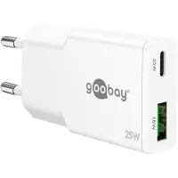 Goobay Slim 2-ports USB GaN Oplader 25W PD Hvid