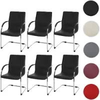 Mendler Lot de 6 chaises de salle à manger Samara, chaise de cuisine à piétement luge Chaise, acier noir