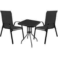 Mojawo ensemble de sièges Bistro 3 pièces avec chaises empilables Noir