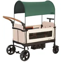 Yvolution Bollerwagen poussette verte - poussette pliable avec toit solaire