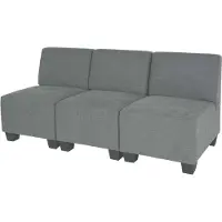 Mendler Modular Canapé 3 places Lyon, tissu/textile gris, sans accoudoirs