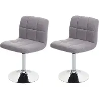 Mendler 2x Chaise De Salle À Manger Kavala, Chaise De Cuisine Tissu/Textile Chrome Pivotant Gris Clair
