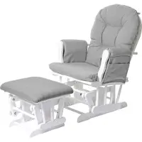 Mendler Fauteuil relax HWC-C76 fauteuil à bascule, rocking-chair, tissu gris clair, monture blanche