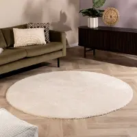 NATURL. Tapis rond doux - Teddy Crème | Ø 200cm | Rond | Pile haute