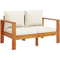 vidaXL Canapé de jardin avec coussins 2 places en bois massif d'acacia