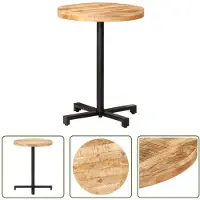 The Living Store Table de bistrot ronde Ø60x75 cm Bois de manguier rugueux
