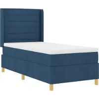 vidaXL Lit boxspring avec bandes lumineuses LED bleues, 90 x 200 cm, tissu