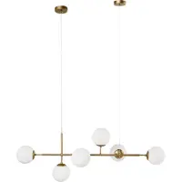 Beliani Suspension métal doré avec 6 abat-jours en verre forme ronde style glamour cuisine salle à manger