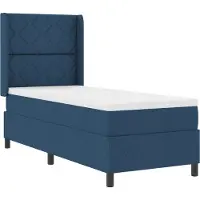 vidaXL Lit boxspring avec matelas avec tête de lit bleu 90 x 190 cm Tissu