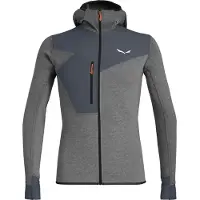 Salewa - Polaire chaude et légère - Puez 2 Dry M L/S Hood Fz Tee Black Out Melange pour Homme en Tissu Technique - Taille XXL - Gris